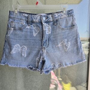 Tinseltown Blue and White Jean Shorts Distressed Cut-Offs